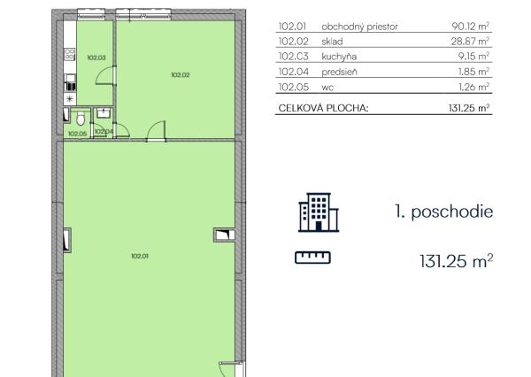 1NP - Obchodný priestor 102